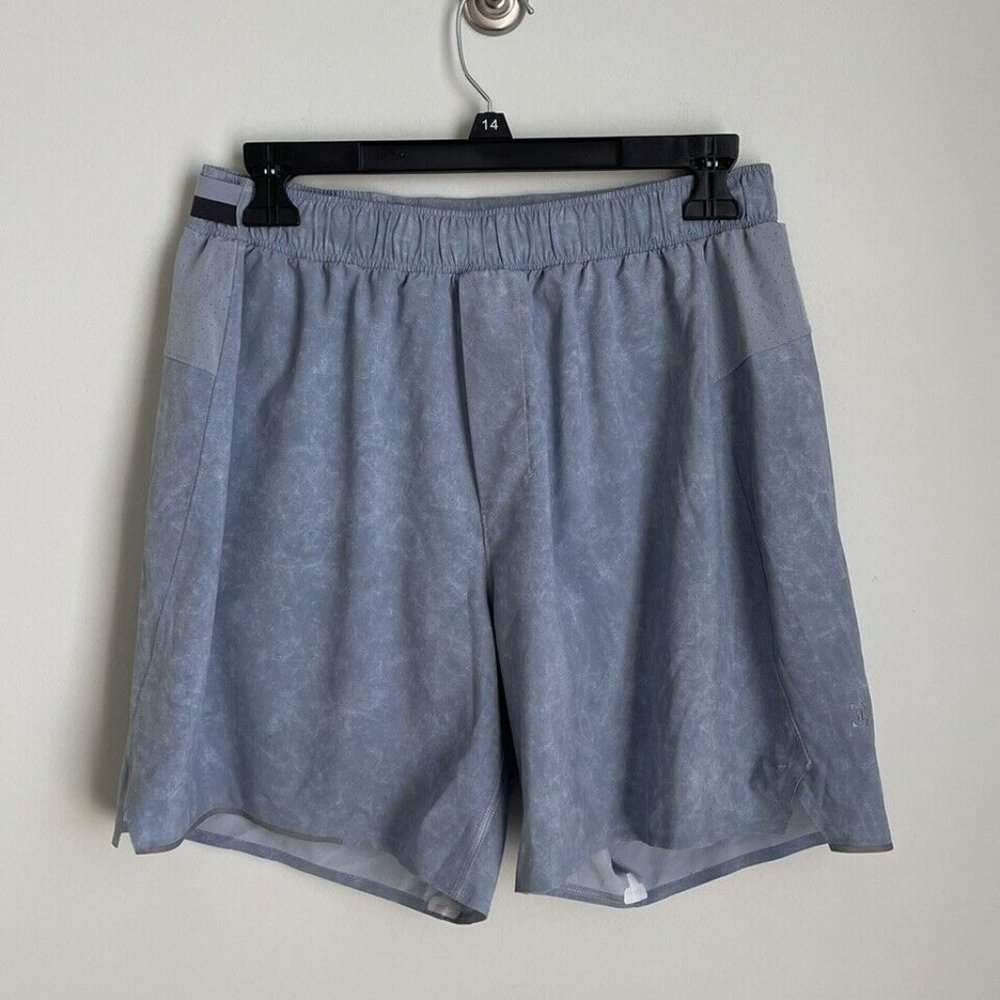 Lululemon Surge Shorts Blue Elastic Waist Lined 6" Pocket Men's
